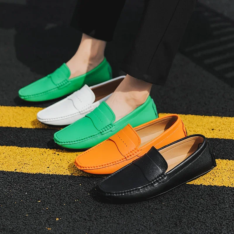 

Big Size 49 Men's Casual Shoes Outdoor Leather Casual Driving Boat Shoe Male Winter Warm Plush Loafers Zapatillas Para Hombre