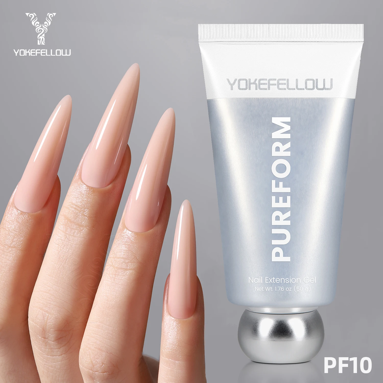 

YOKEFELLOW Pureform Poly Nail Gel 50g Natural Nude Nail Extension Gel Hema Tpo Free PF10 Peach Nude for Professional Nail Salon
