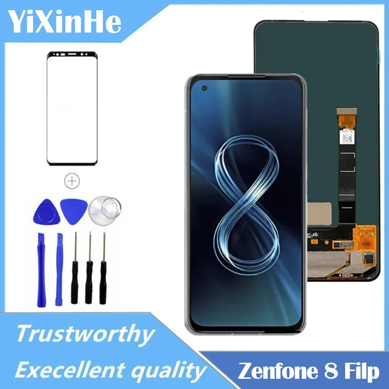 Super AMOLED For Asus Zenfone8 8z ZS590KS -2A007EU I006D LCD Screen Touch Panel Digitizer For Zenfone 8 Flip ZS672KS I004D LCD