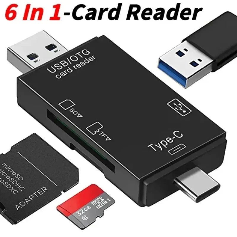 USB 3.0 Card Reader 6 in 1 OTG Multifunction Type C Micro TF SD USB Card Reader Adapter Computer Laptop Tablet Phone Accessories