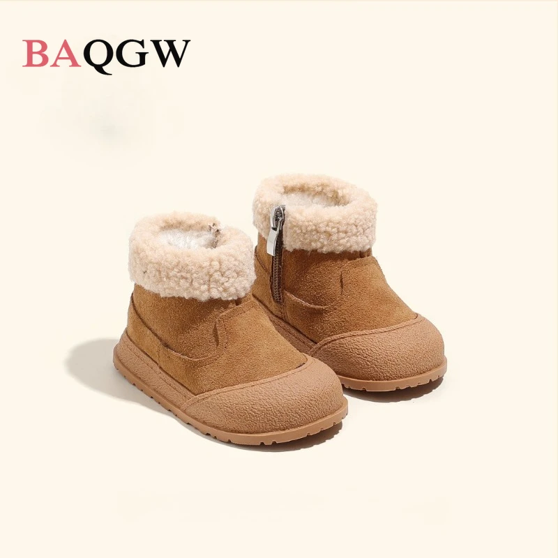 

2025 Autumn Children Warm Snow Boots Girl Princess Plush Thicked Toddler Shoes 1-6 Yeares Old Soft Comfortable Casual Zipper