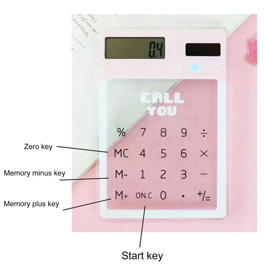 Student Calculator Transparent High Precision Large Screen Mini Solar 8-Digit Student Calculator Small Calculator Learning