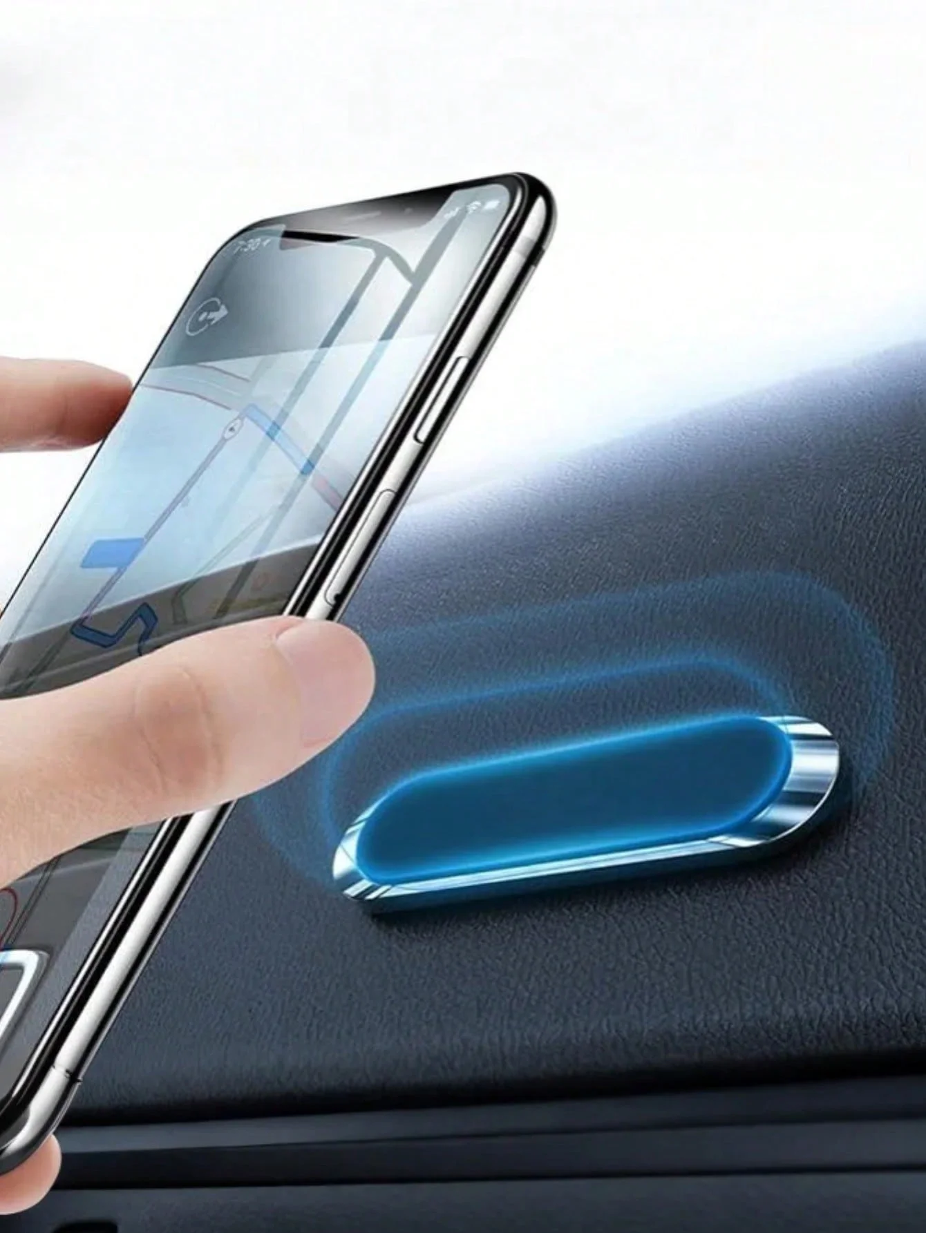 حامل هاتف مغناطيسي للوحة القيادة المعدنية - شريط لاصق مرن وسطح سيليكون ناعم غير قابل للانزلاق، حماية من الخدوش 0.3 مم، Stro