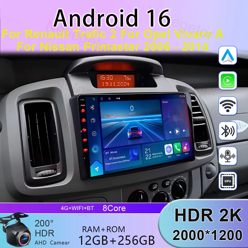 For Renault Trafic 2 For Opel Vivaro A For Nissan Primastar 2006 - 2014 Carplay Android Auto Car Radio Multimedia Player GPS BT