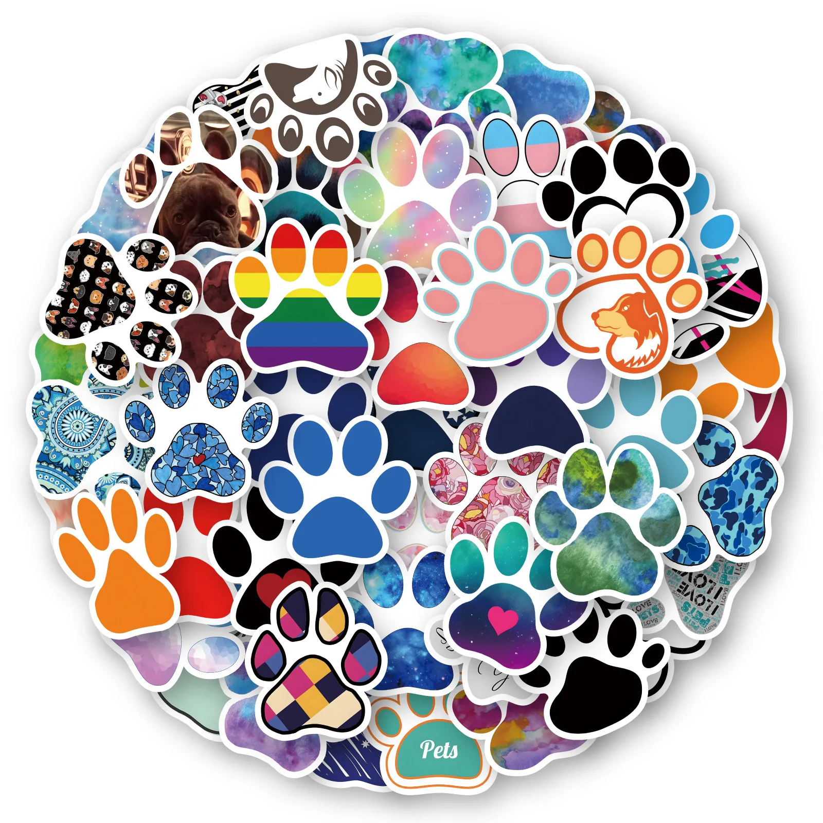 10/30/50PCS Paw Prints Stickers Cartoon Animals Tablet Mobile Phone Suitcase  Guitar DIY Wall Stickers Toys Decoration Wholesale