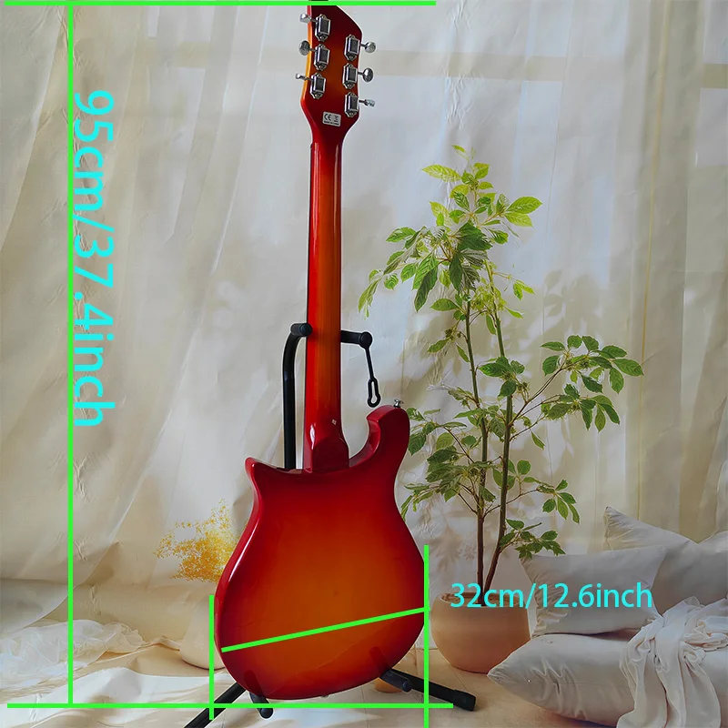 High-quality Original Red Electric Guitar with Solid Wood Body, White Pickguard, Rock Style, 21 Frets and 6 Strings