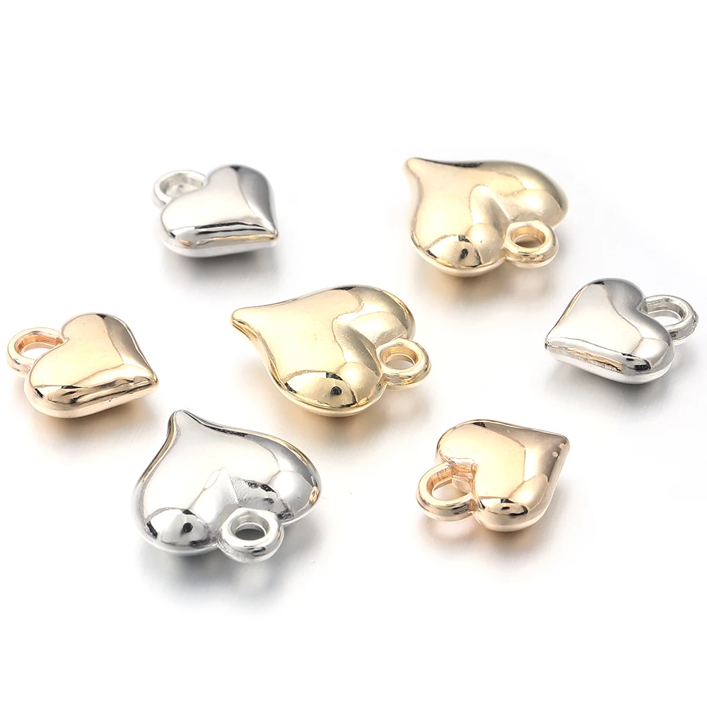50 teile/los CCB Herz Charms Rhodium KC Gold Farbe Charms Anhänger Lose Perlen Für Schmuck Machen DIY Halskette Armbänder Ohrringe