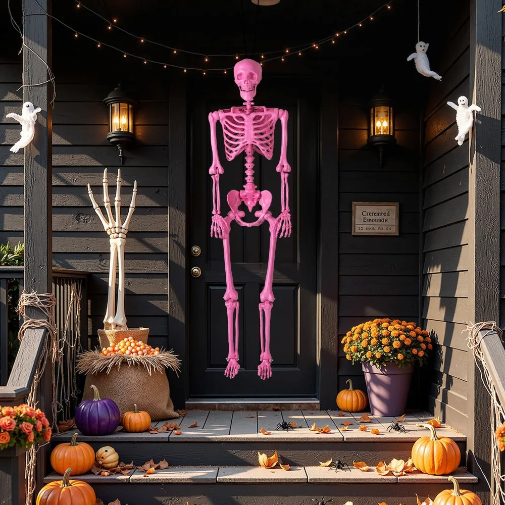 

63" Halloween Pink Skeleton Decoration with 8 Moving Joints Indoor & Outdoor
