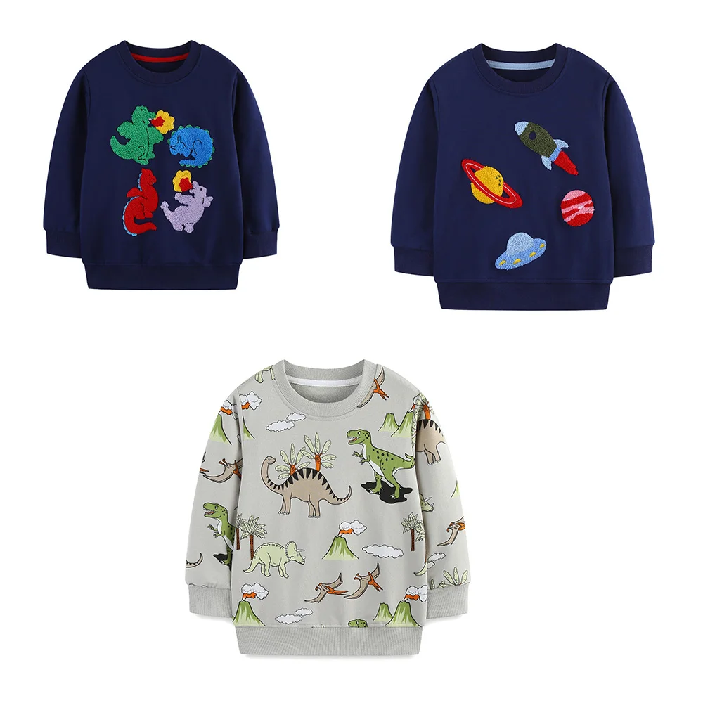 Jumping Meters Embroidery Fashion Kids Sweatshirts Autumn Spring Children's Clothing Hot Selling Toddler Kids Costume Wear