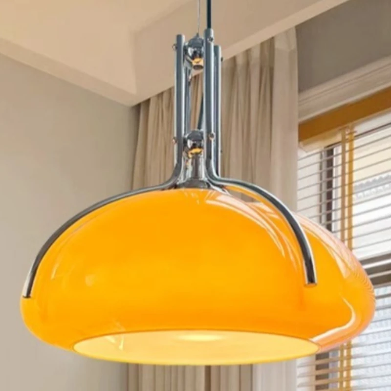 

Nordic Bauhaus Glass Pendant Light for Bedroom Dining Hall Elegant House Wiring Type Semicircle Atmosphere LED Lighting Fixtures