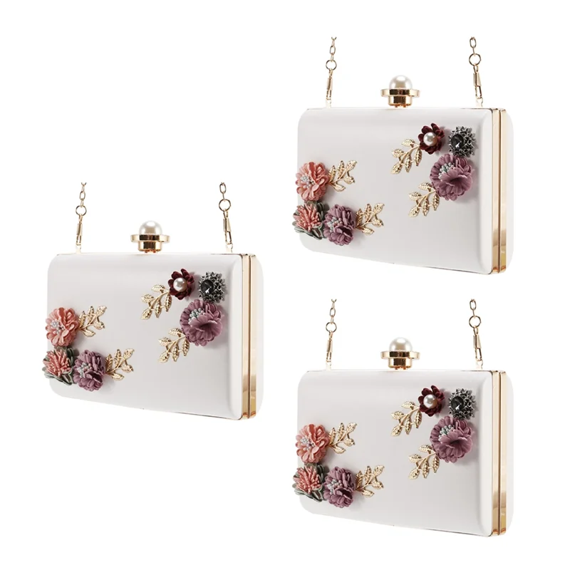 

ABWE-3X модная женская кожаная вечерняя сумка для ужина, женский свадебный клатч с цветком (белый)