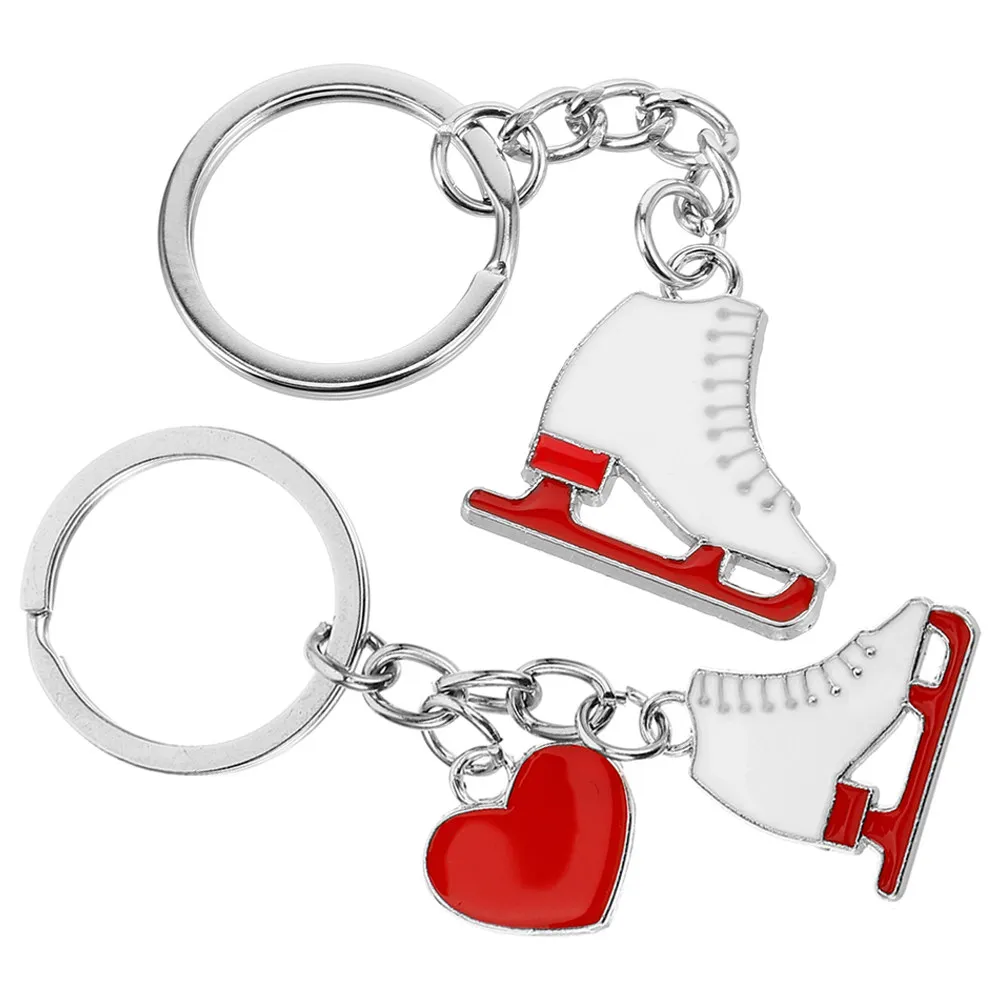 2Pcs Sturdy Ice Skate Keychain Mini Skating Shoes Pendant Metal Key Ring for Keys Bag Phone Strap Portable Lightweight Fashion