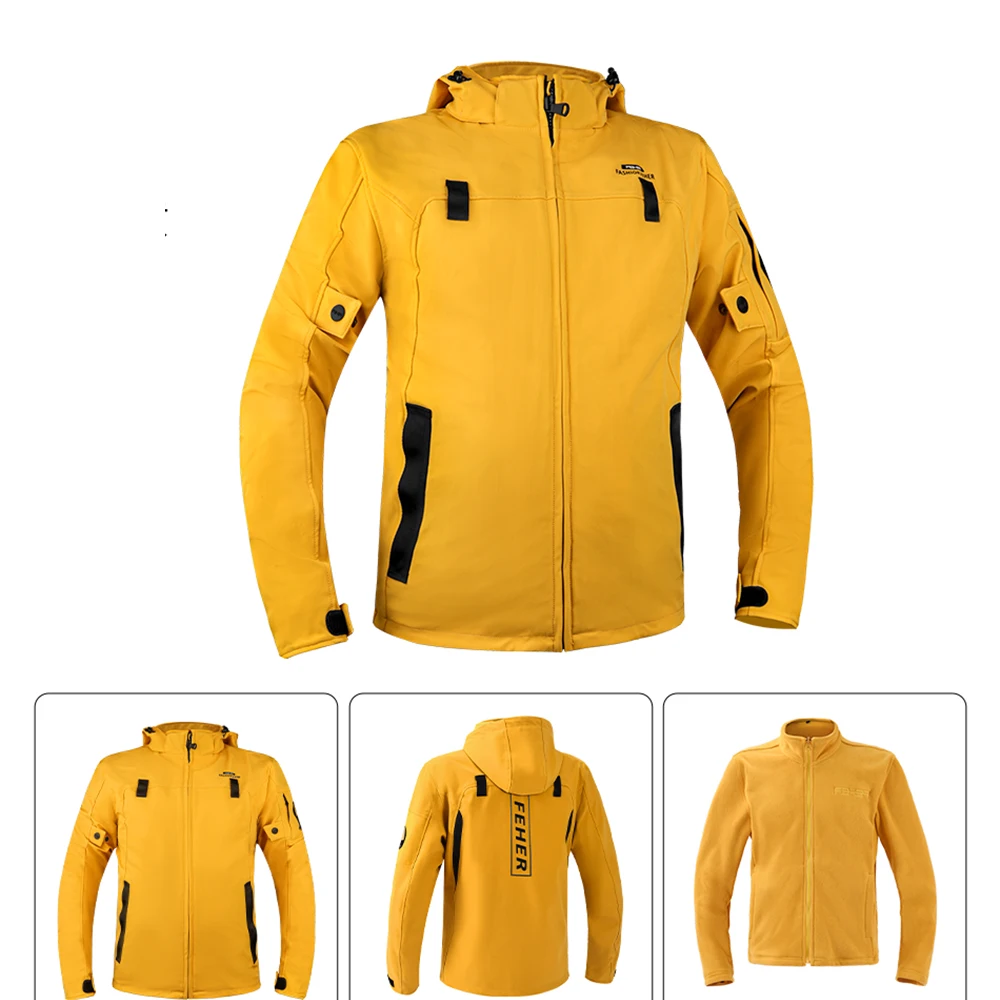 FEHER ฤดูหนาวเสื้อแจ็คเก็ตรถจักรยานยนต์กันน้ำกันน้ำผู้ชายขี่มอเตอร์ไซด์โมโตแจ็คเก็ต CE อุปกรณ์ป้องกันเกราะเสื้อผ้า S-7XL