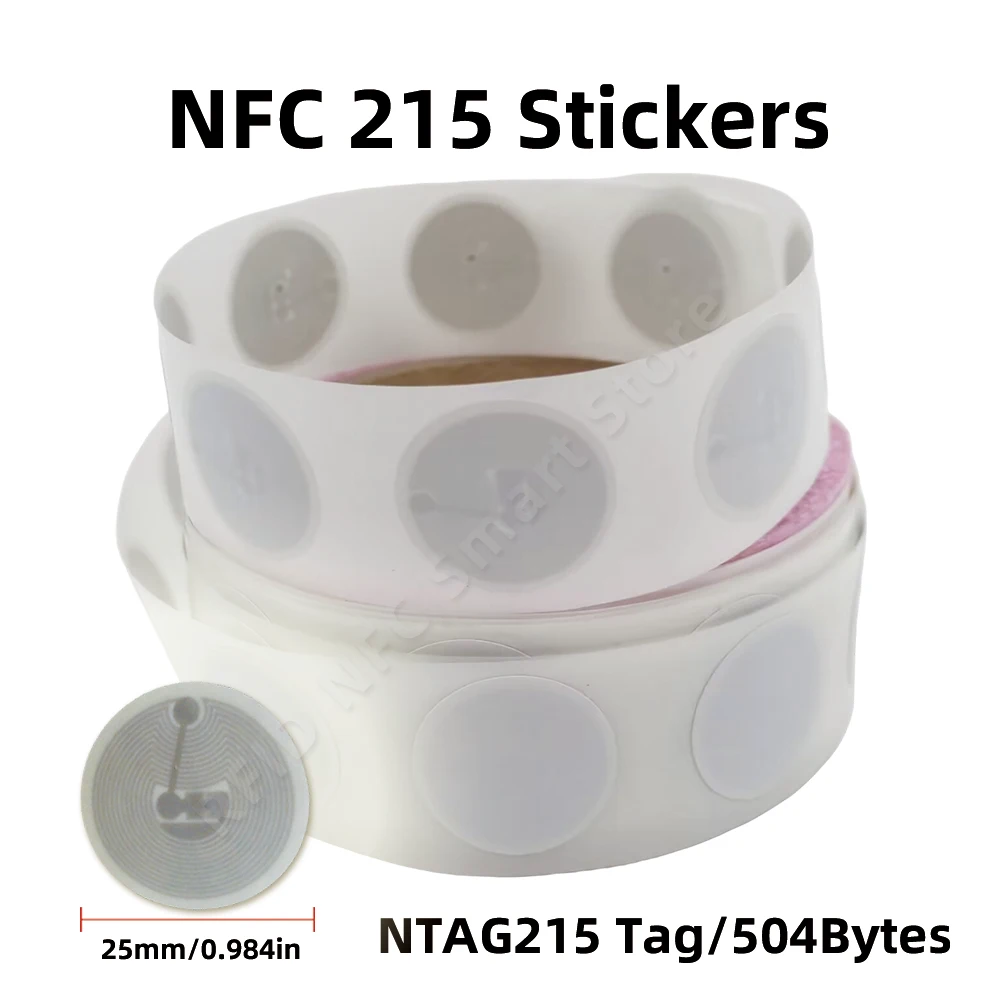 50pcs NFC Tag NFC215 Label 215 Stickers NTAG215 504 Bytes Tags Badges Lable Sticker 13.56mHz For TagMo Forum Type2 Ntag