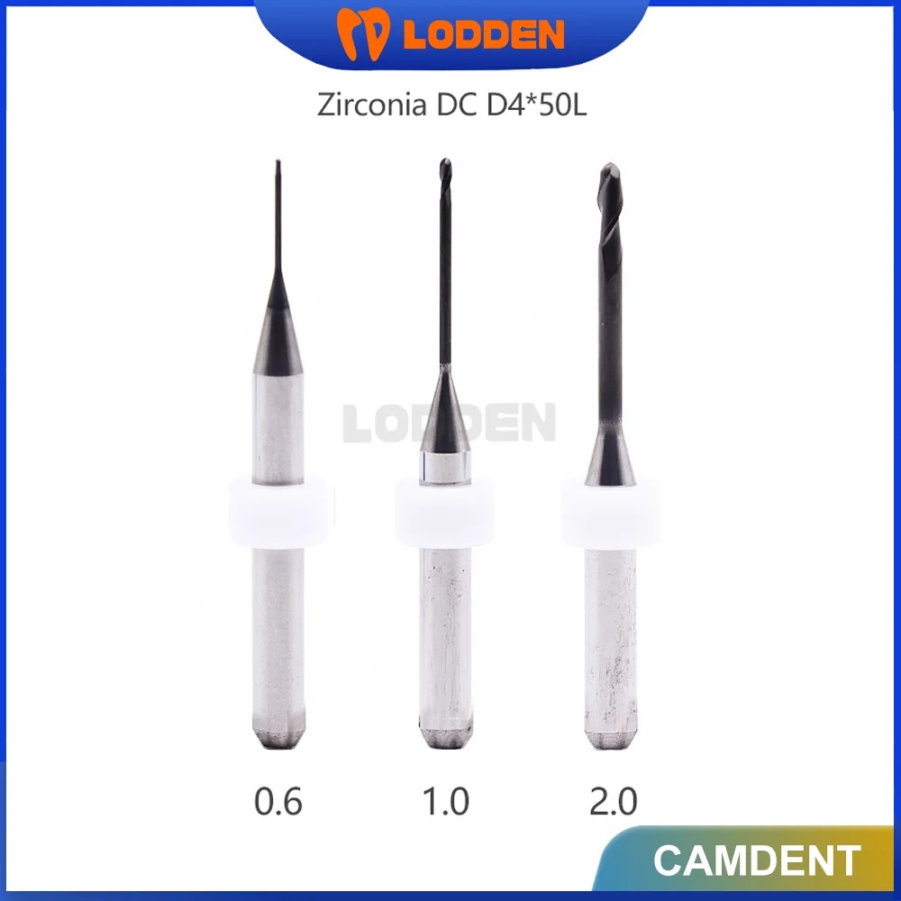 Camdent Dental Milling Burs D4 Shank For Cutting Zirconia/PMMA Resin Dental Lab Grinding Tools Milling Needles