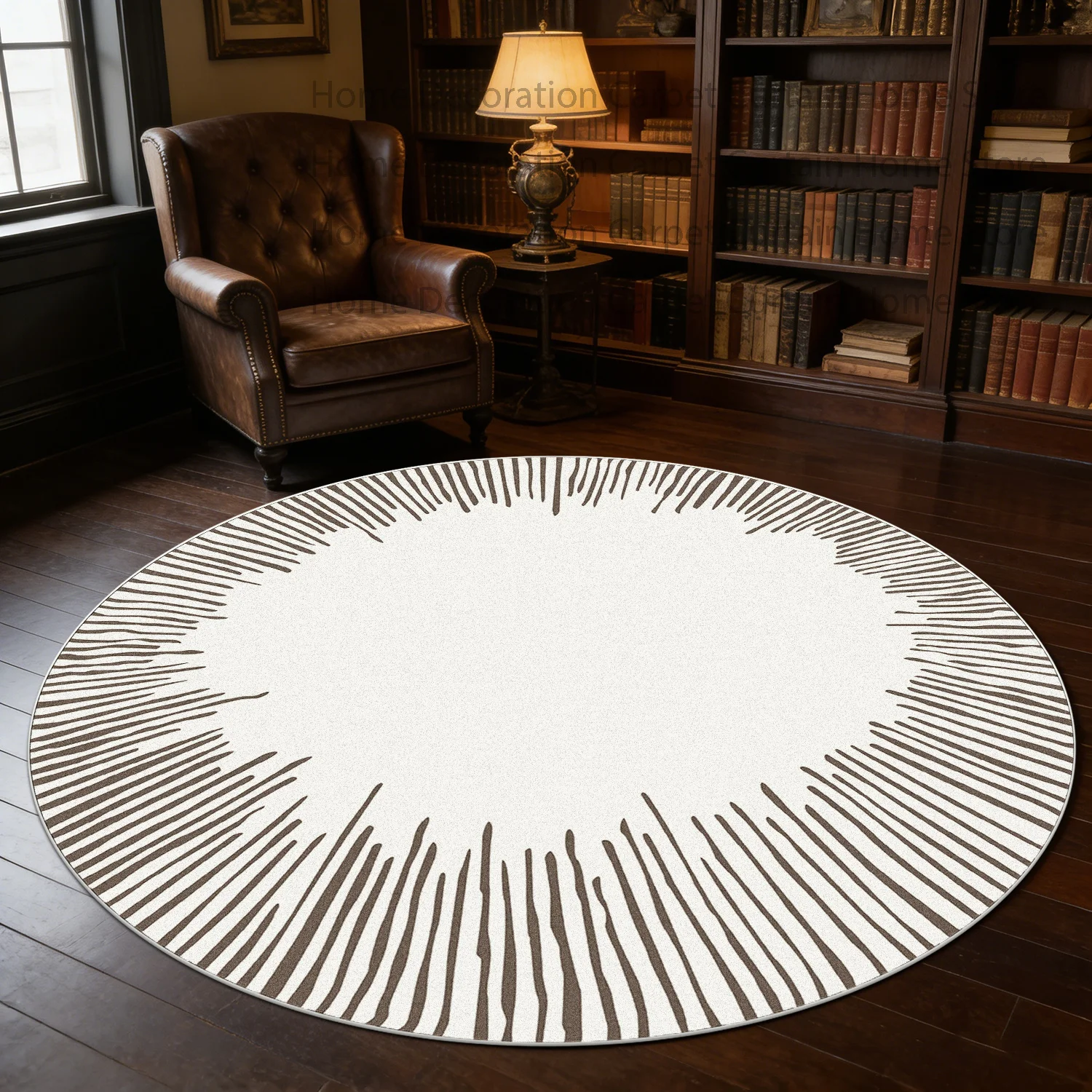 Ins Minimalism Black White Round Rug Living Room Luxury Parlor Non-slip Mat Soft Bedroom Decoration Washable Study Floor Carpet