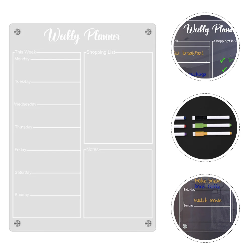 Board Acrylic Weekly Planner Office Fridge Magnetic Reminder Menu Boards Transparent Calendar