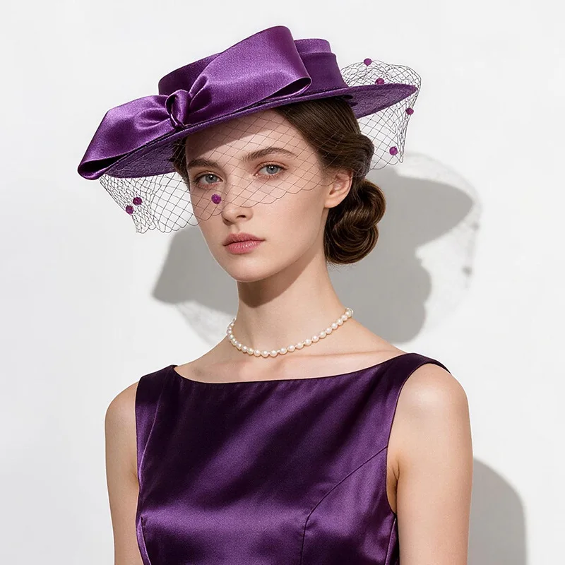 Elegant Wide Brim Tea Party Fascinator Kentucky Hat Women’s Fascinator Derby Mesh Pillbox Hat for Church Cocktail Wedding