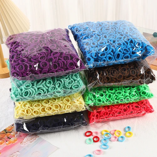 Imagen 2 del producto 50/100/200 Uds. Bandas para el cabello de Color sólido para niñas y niños, coleteros para sujetar el cabello, bandas de goma, aro para el cabello, accesorios para el cabello