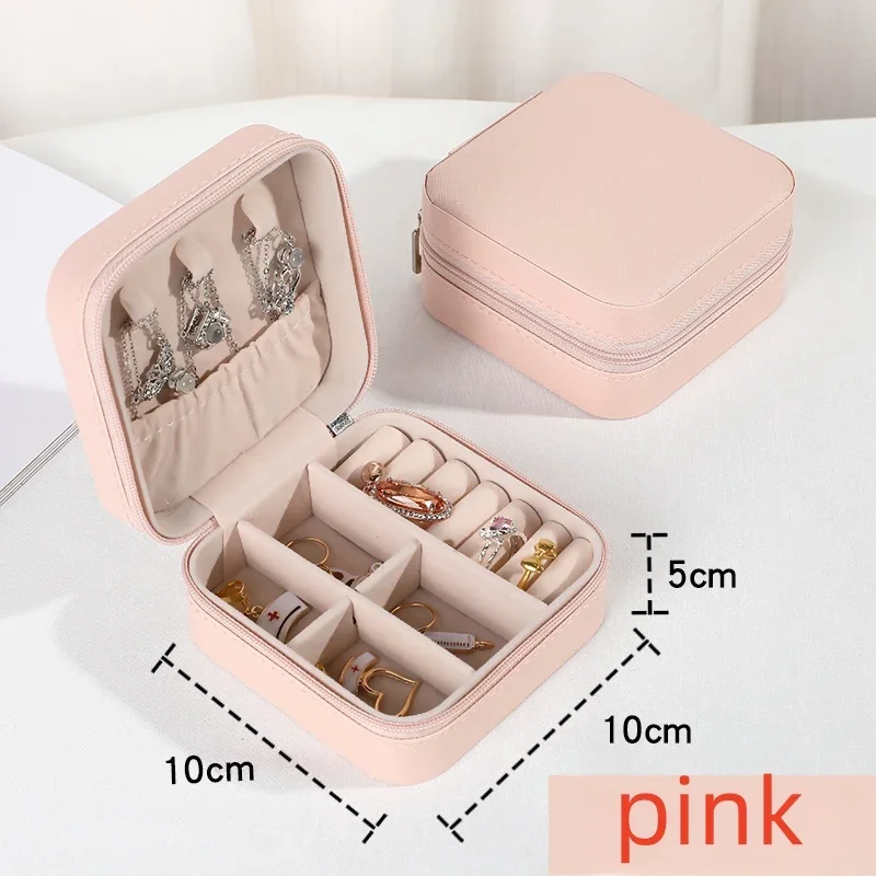 

Mini jewelry storage box portable family travel earrings necklace storage box female ring organizer PU leather display box