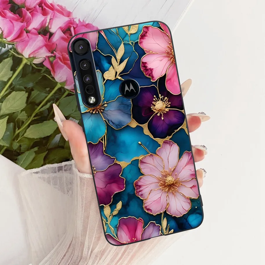 For Motorola One Vision Case XT1970-1 Fashion Flower Soft Slim Silicone Phone Cover For Motorola One Macro 5G MotoOne TPU Fundas view 5