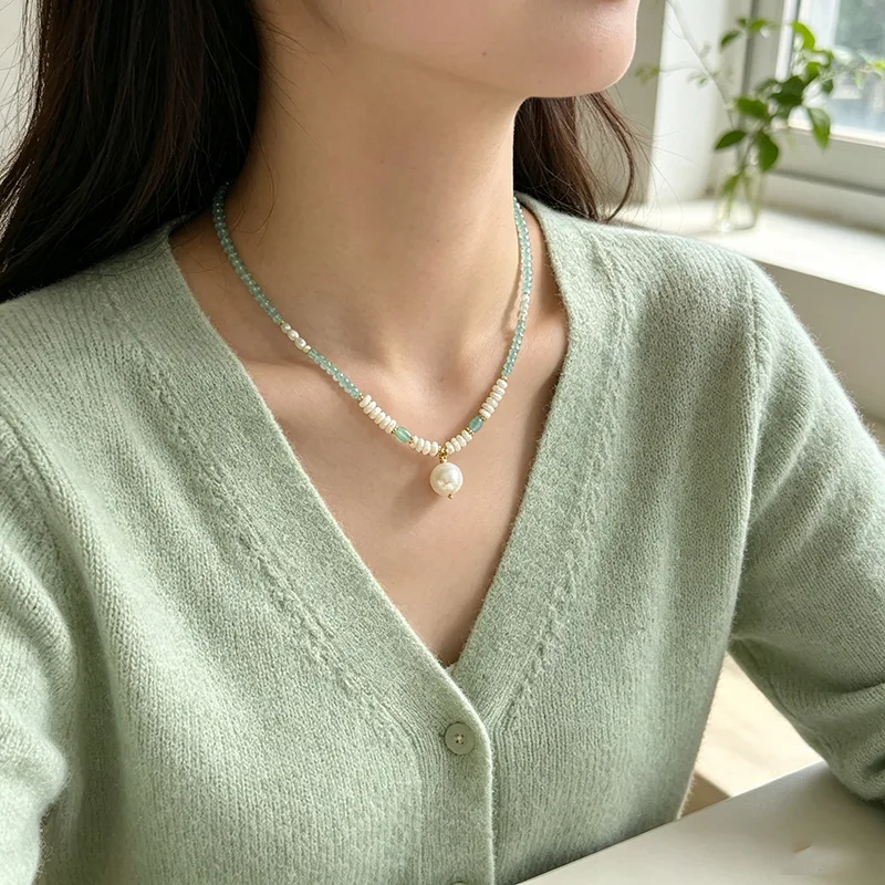 Elegant Crystal Short Clavicle Chain Large Pearl Pendant Detachable Universal Snap Buckle Women Fashion Necklace Jewelry Gift