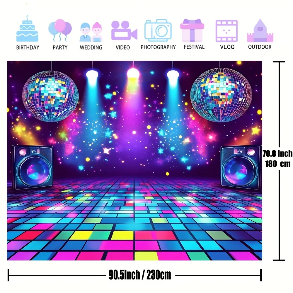 Ein Retro-Partyhintergrund mit 80er- und 90er-Jahre-Motiv – eine lebendige Disco-Tanzszene – Detail 3