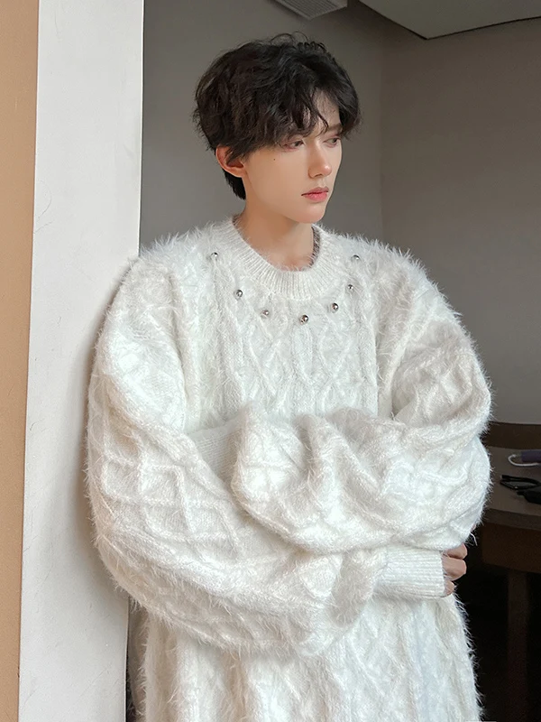 

American Retro Plu Knitted Sweater Loose Lazy Sle ex Autumn Winter New Arrival Twist Flower ular Upper Body