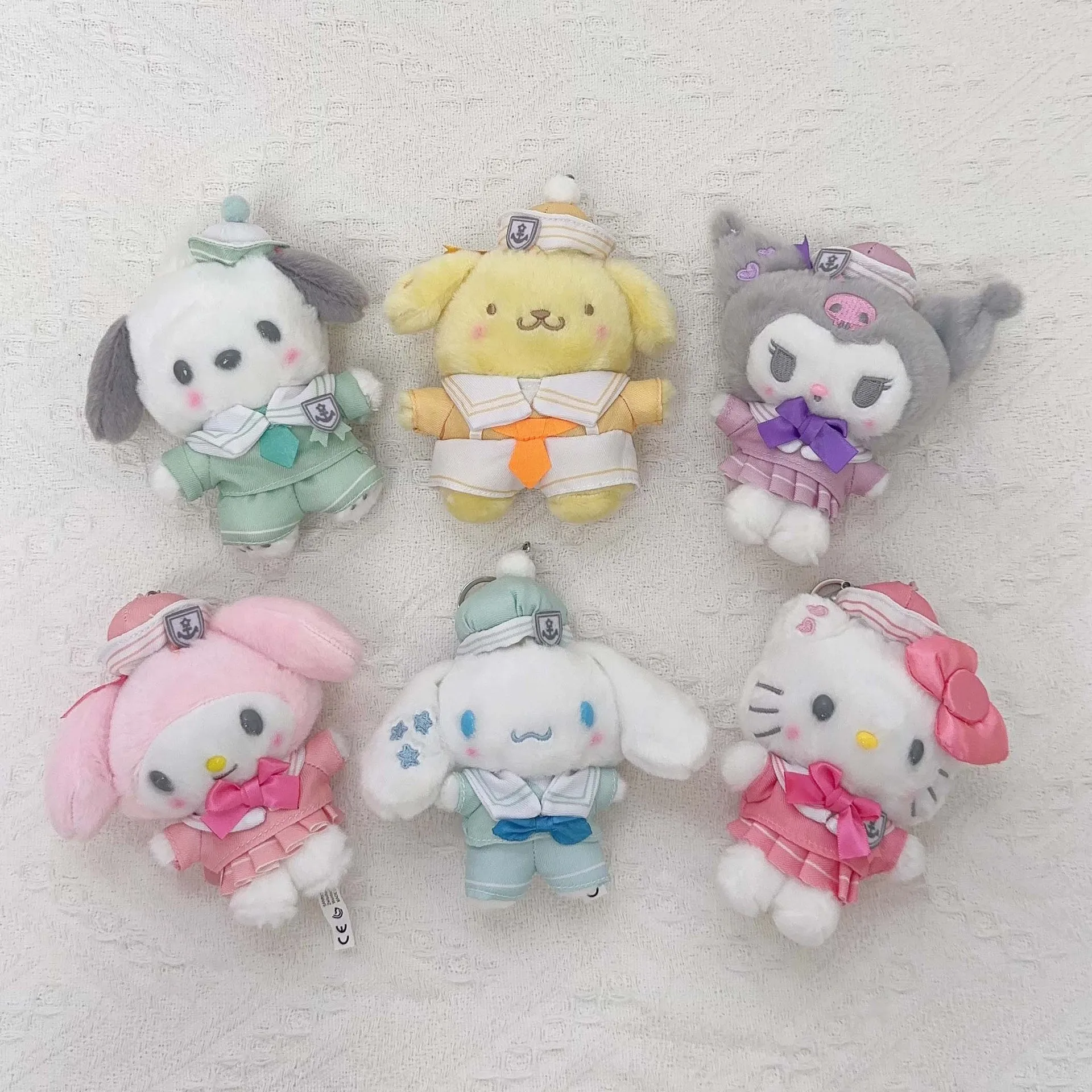 Anime dos desenhos animados olá kitty cinnamoroll minha melodia brinquedo de pelúcia moda novo brinquedo de pelúcia pingente carro chaveiro mochila acessórios