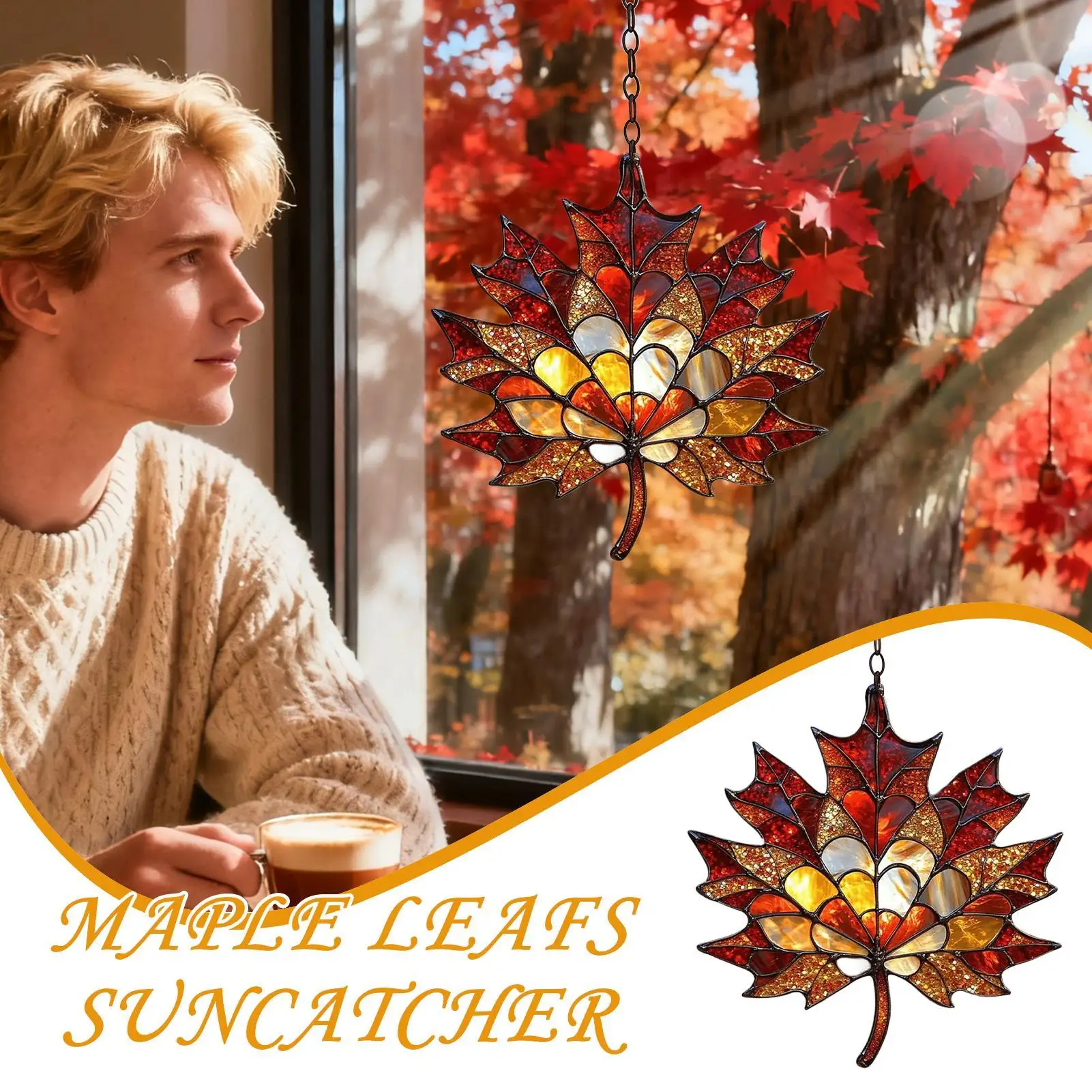 Garden Sun Catchers Fall Maple Leaves Light Catcher For Window Thanksgiving Decoration Decorative Wall Art Ornaments For Garden