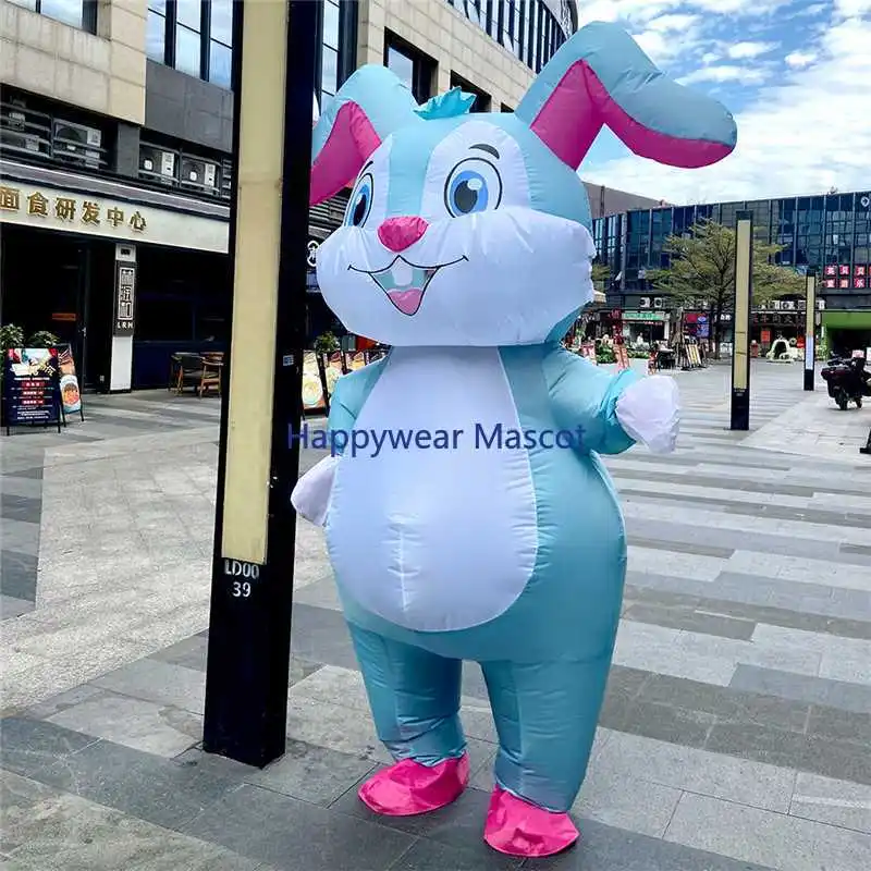 New Rabbit Inflatable Costumes Suit Purim Easter Halloween Christmas Party Mascot Fancy Role Play Animal Costume for Adult Kids