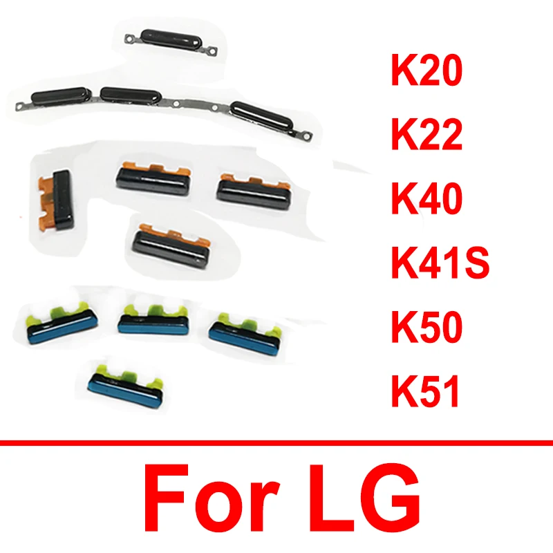 Botones de volumen de encendido y apagado para LG K20 K22 K40 K41S K50 K51 tecla lateral de alimentación de volumen piezas de repuesto de botones