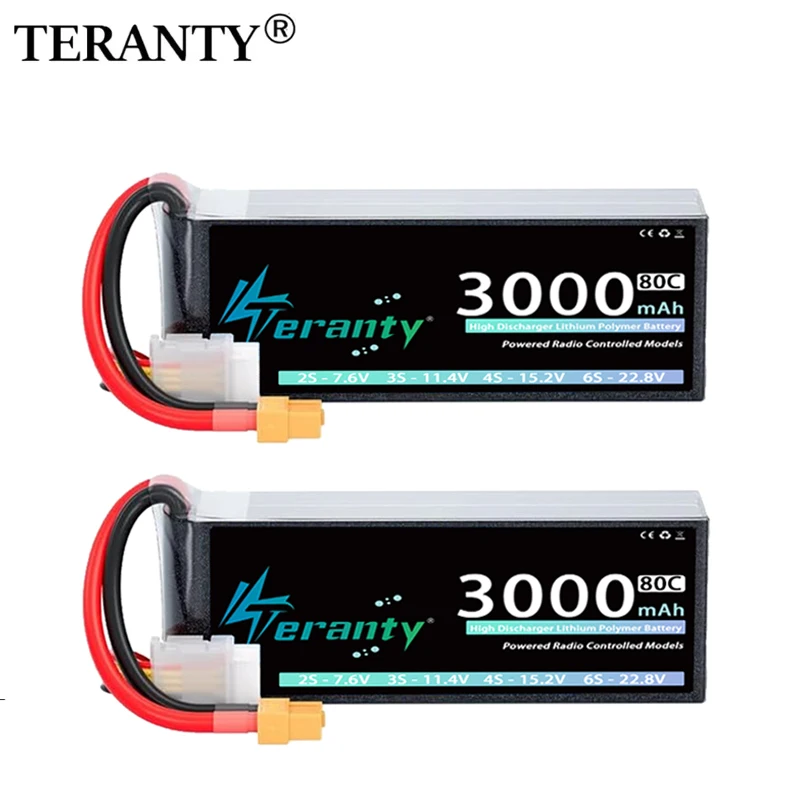 

2 шт. TERANTY 14,8 В 15,2 В Lipo Батарея 4S 3000 мАч 60C 80C с разъемом T XT60 для FPV Дрон Самолет RC Автомобиль Грузовик Лодка Модель Запчасти