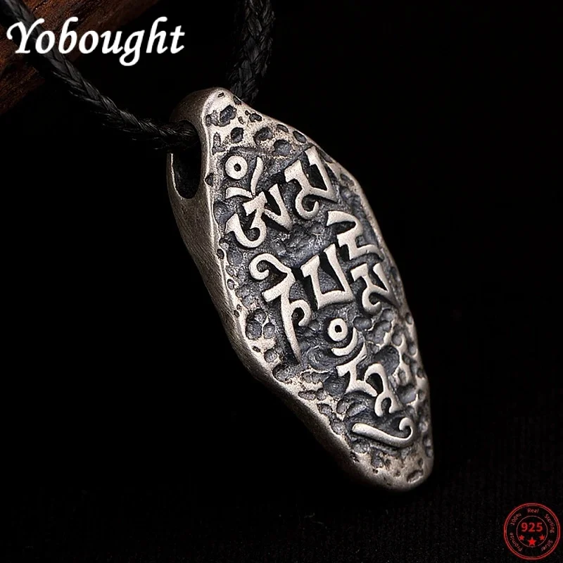 

S925 Sterling Silver Pendants For Women Men New Fashion Six Syllable Mantra Vajra Pestle Meteorite Amulet Jewelry Free Shipping