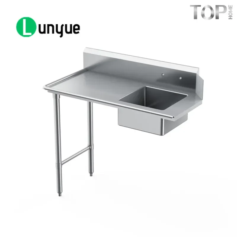 Commercial Dishwasher Table Left Right Operation 30-3/8 Inch Width 46-1/4 Inch Height With Drain Polished Surface Corrosion