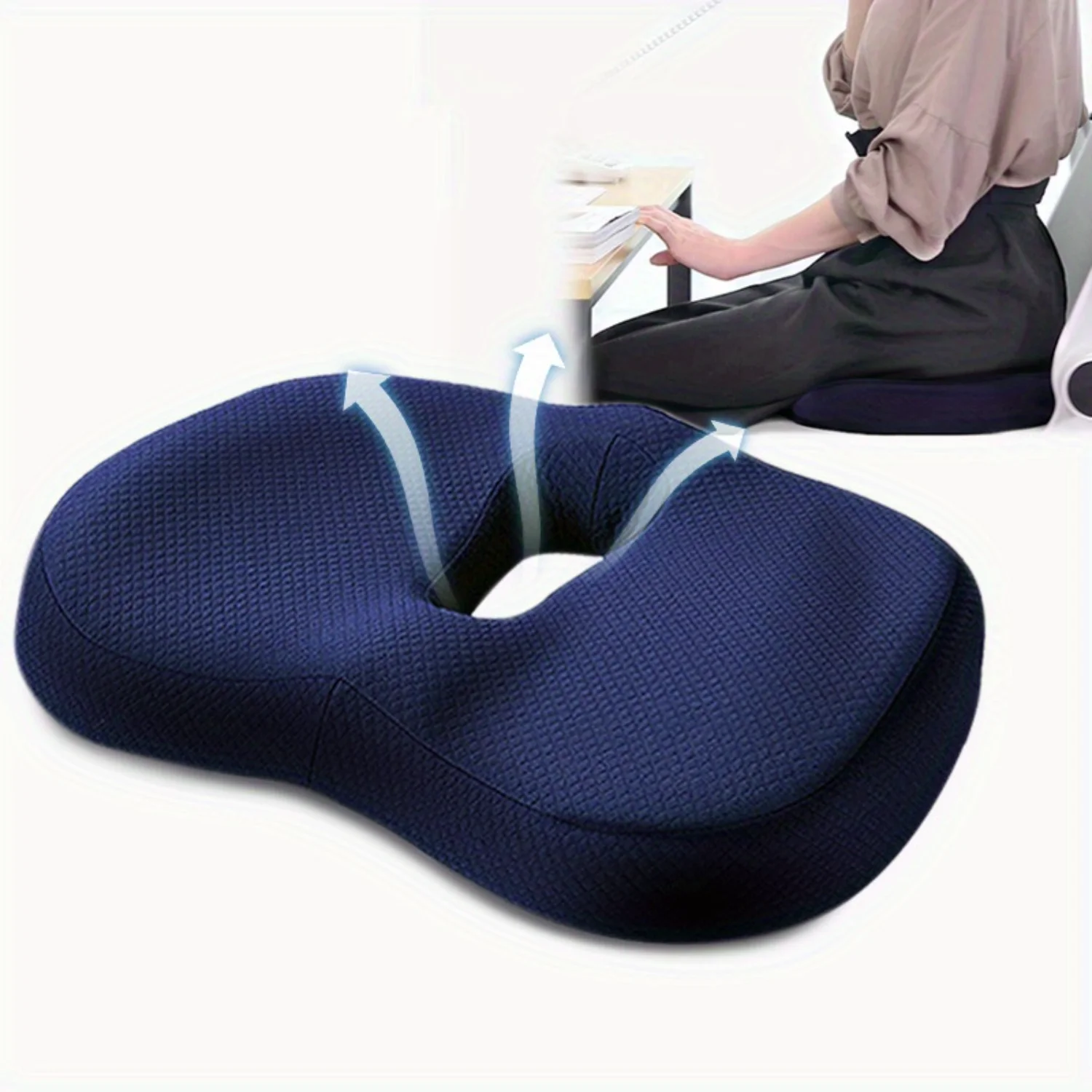 

Premium Breathable Memory Foam Seat Cushion - Ergonomic Office Chair Support for Beauty Hip, Butt Comfort & Hemorrhoid Relief -