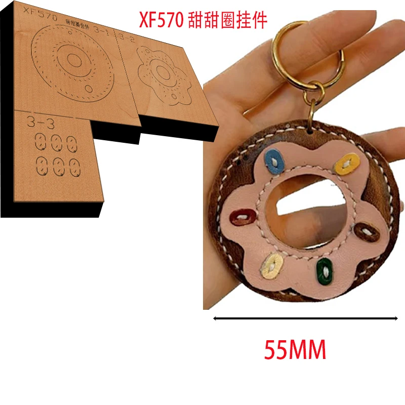 Handmade Wooden Donut Pendant Knife Die Leather Craft Punch Hand Tool Cut Knife Mould XF570 Leather Craft Tools