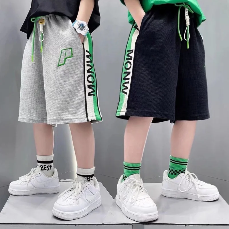 Fried Street Boys' Pants Summer All-match Thin Children's Sports and Leisure Loose Children's Cropped Pants Trend 170CM