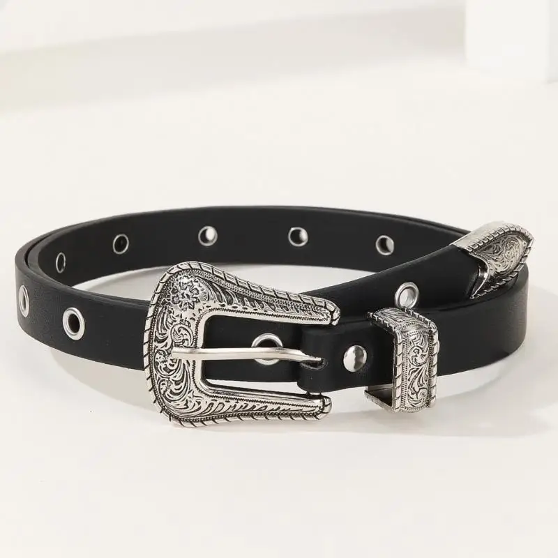 

A52E Artistic Youth Belt Adjustable Leather Waist Belts Stretchy Thin Waist Belts for Stylish Men and Women