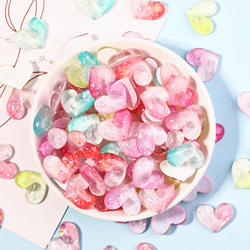 

[YU]10pcs Cartoon Gradient Love Cute Resin Series Jewelry Making DIY Home Life Decoration
