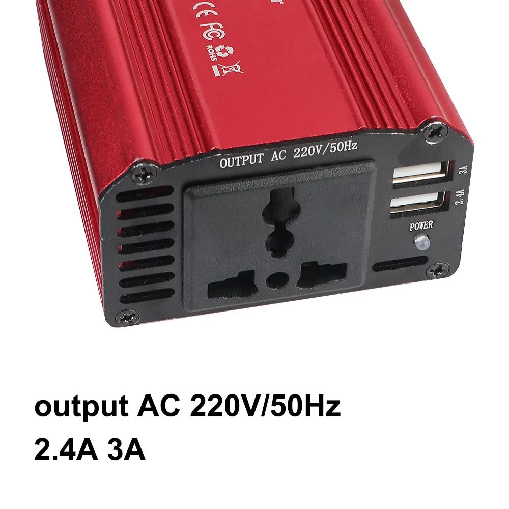 Inversor de carro portátil, conversor doméstico montado em veículo, inversor de energia, acessórios de carro, DC 12V a 110V, 220V, 300W