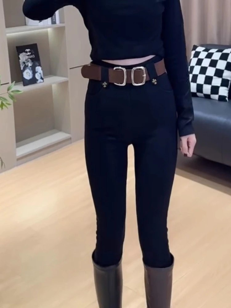 Outwear Elastic Magic Pants Autumn Winter New Velvet Thickened Black Leggings Slacks Women Fashion Y2k Plus Size Pencil Trousers