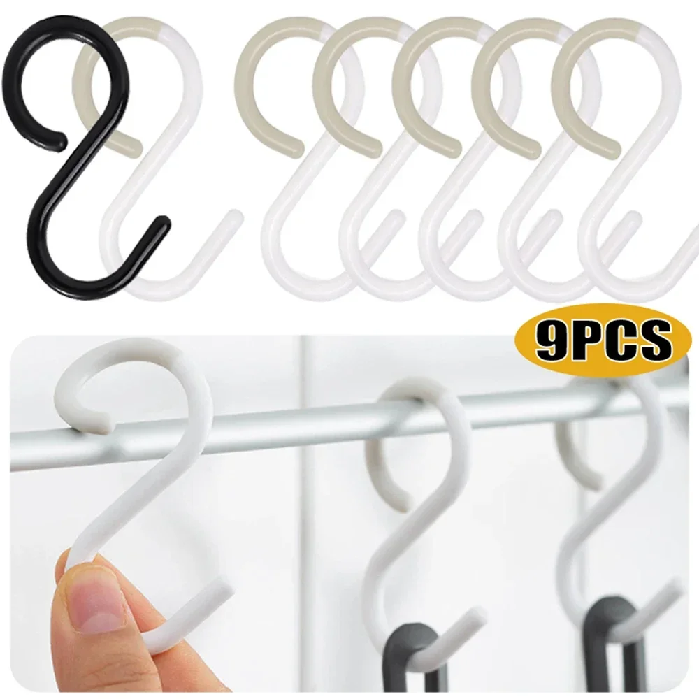 

S Shaped Hooks Multi-purpose Hanging Storage Soft Head Buckle Flexible Neck Easy Twist Wardrobe Portable Kitchen Accessories