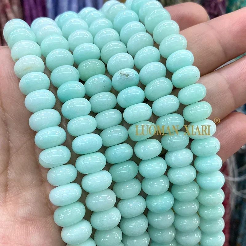 6x10MM Abacus Natuursteen Lepidoliet Chalcedoon Losse Rondelle Spacer Kralen voor Sieraden Maken DIY Armband Bedels accessoires - afbeelding 1