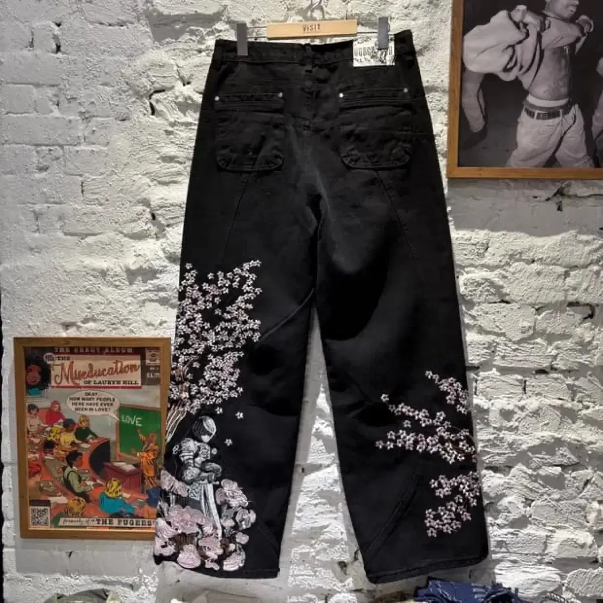 

Japanese Cherry Blossom Jeans Women Casual High Waist Straight Wide Leg Jeans Harajuku Vintage Y2k 2000s Women Clothing