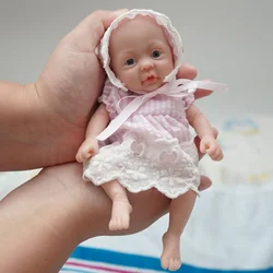 7 Inch Mini Silicone Reborn Baby Doll Girl Ella,Realistic Newborn Baby Dolls For Kids Halloween/Thanksgiving Day/Christmas Gift