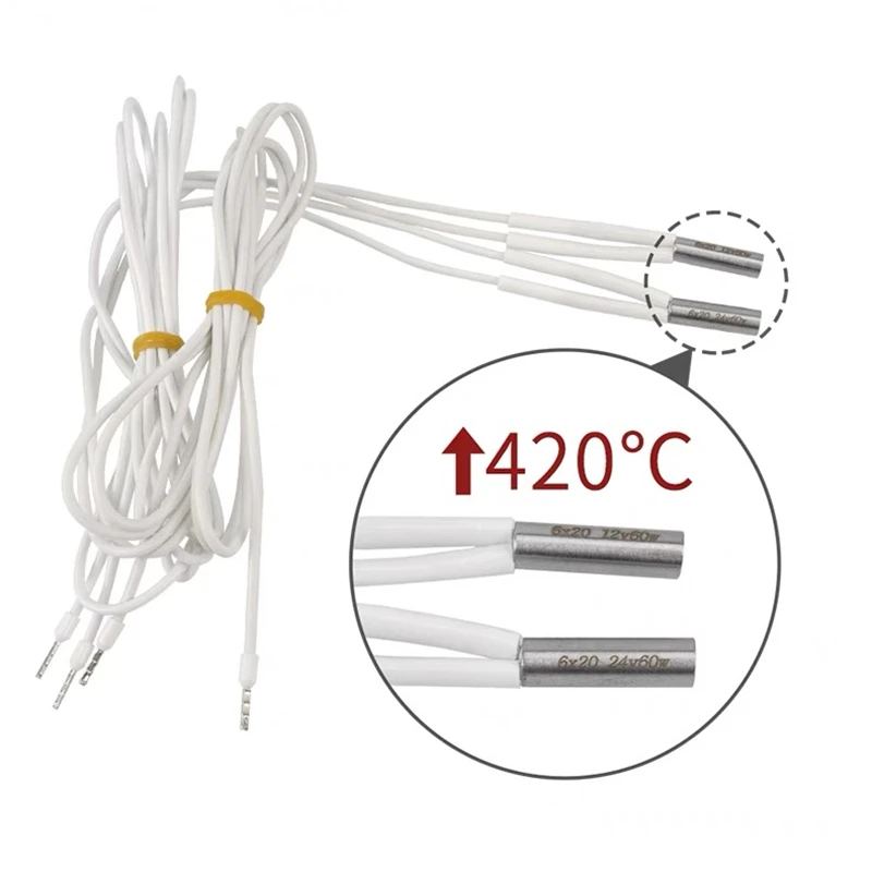 24/12V 60W 70W 80W Heater Cartridge 6*20mm 1Meter High Temperature Quick Heating Tube For E3D V6 Volcano Hotend 3D Printer Parts view 3