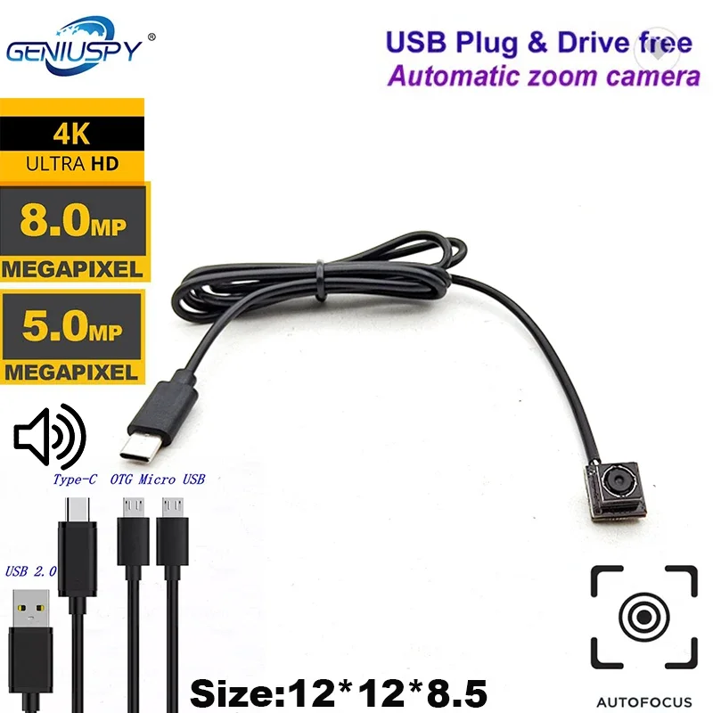 5MP 8MP 4K IMX179 UVC OTG AF Auto Focus Audio Video USB Camera Module 2592*1944 5MP 30FPS 8MP 15FPS For Android/PC Machine Use