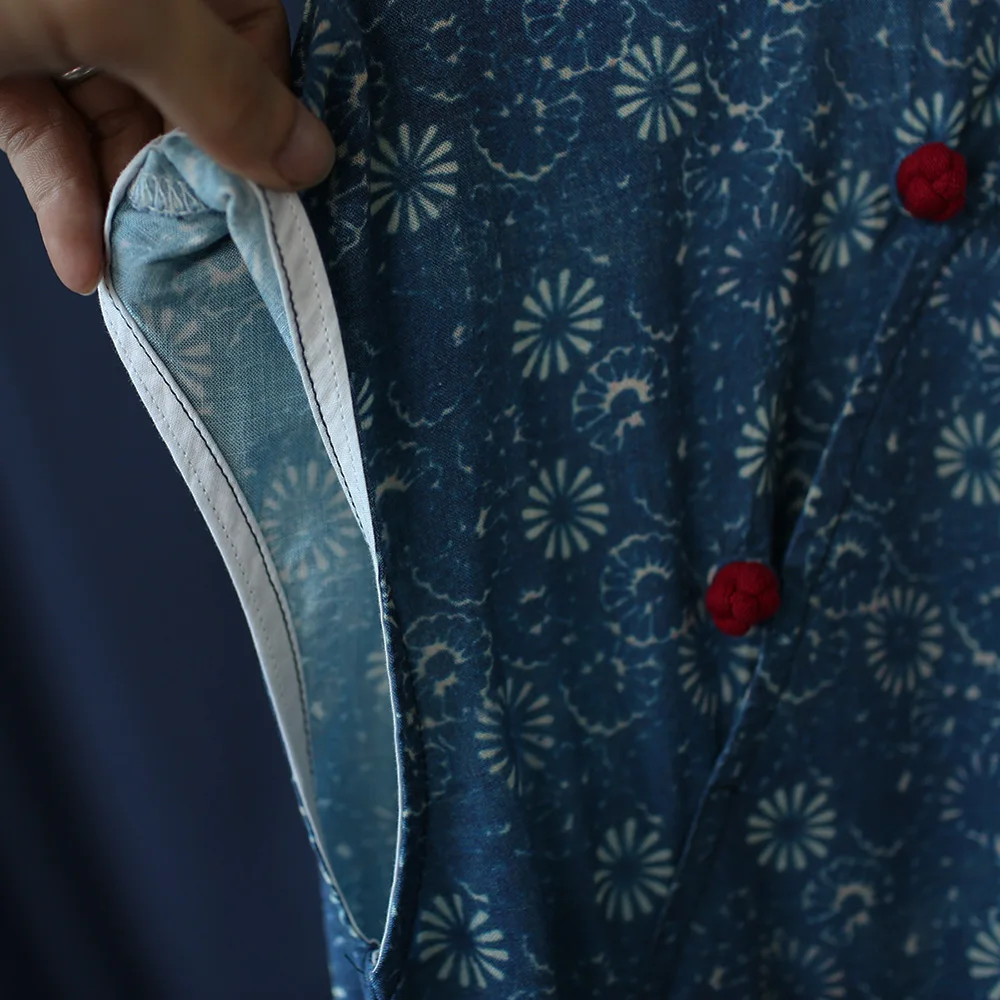 فستان شيونغسام تشيباو الصيني للنساء، فستان ريترو نحيف بإبزيم قرصي وأكمام قصيرة من القطن والكتان مخطط ومطبوع، فساتين طويلة للصيف