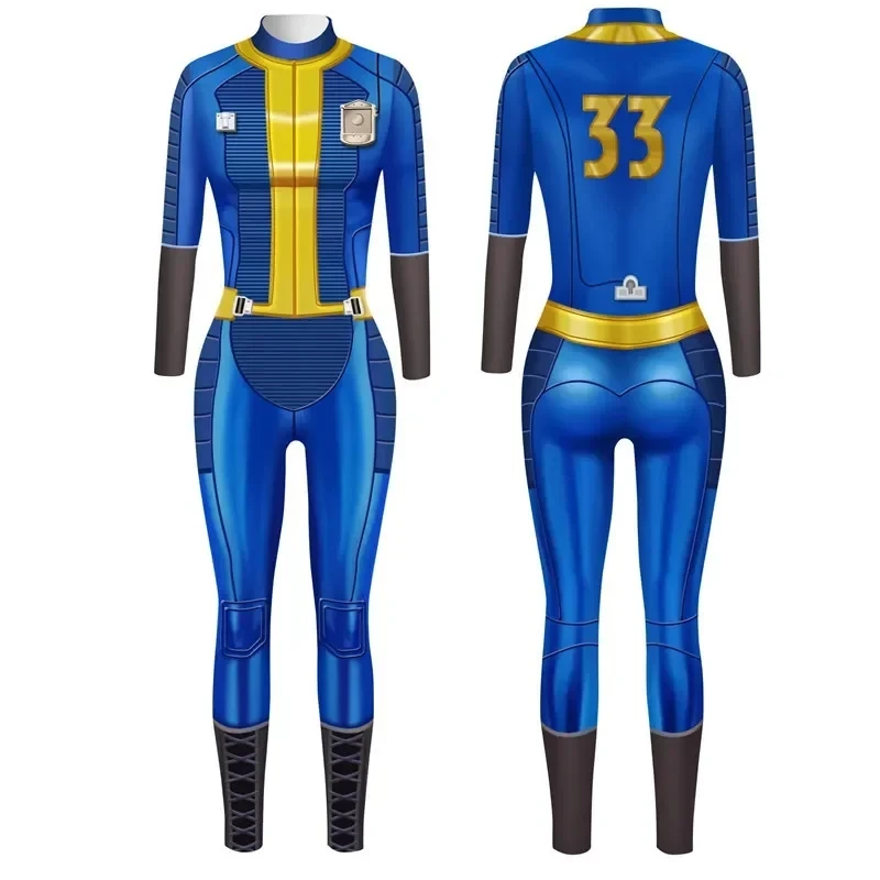 Game Fall Cos Out Cosplay Costume Uniform Lucy Vault Blue Jumpsuit 33 76 111 Men Women Halloween Party Carnival Outfit Bodysuits